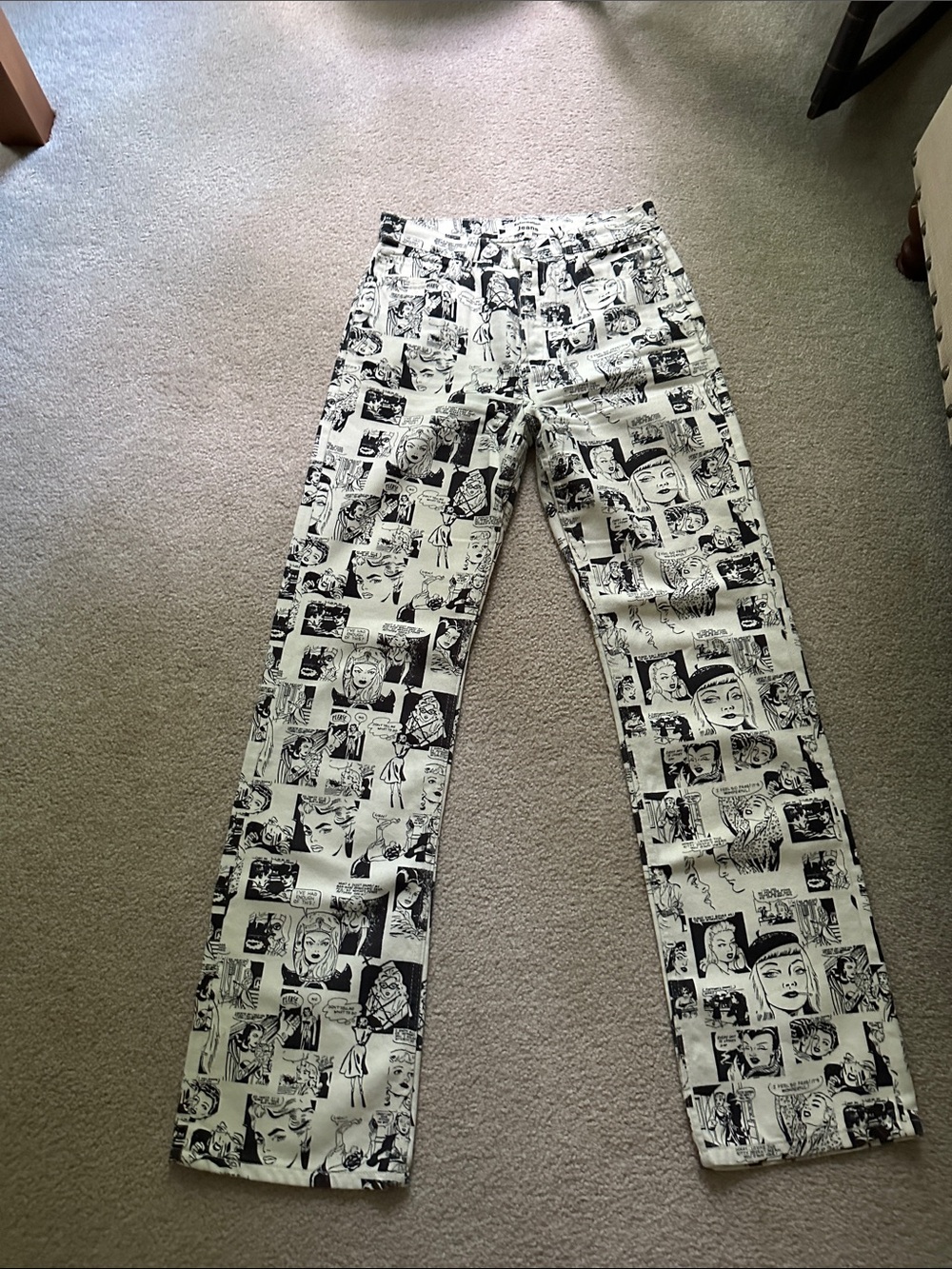 Reformation Black & White Comic-Panel Flare Jeans
